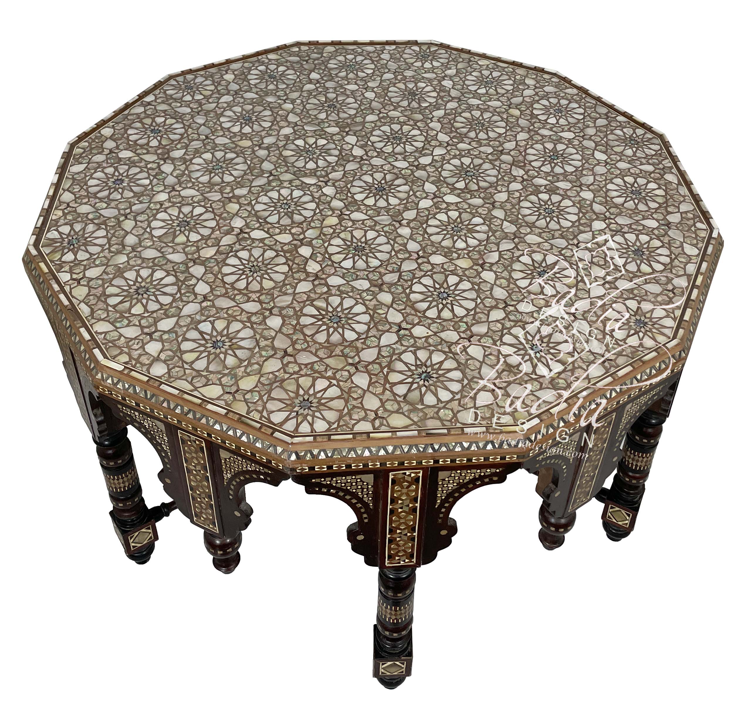 Large Mother of Pearl Inlaid Coffee Table