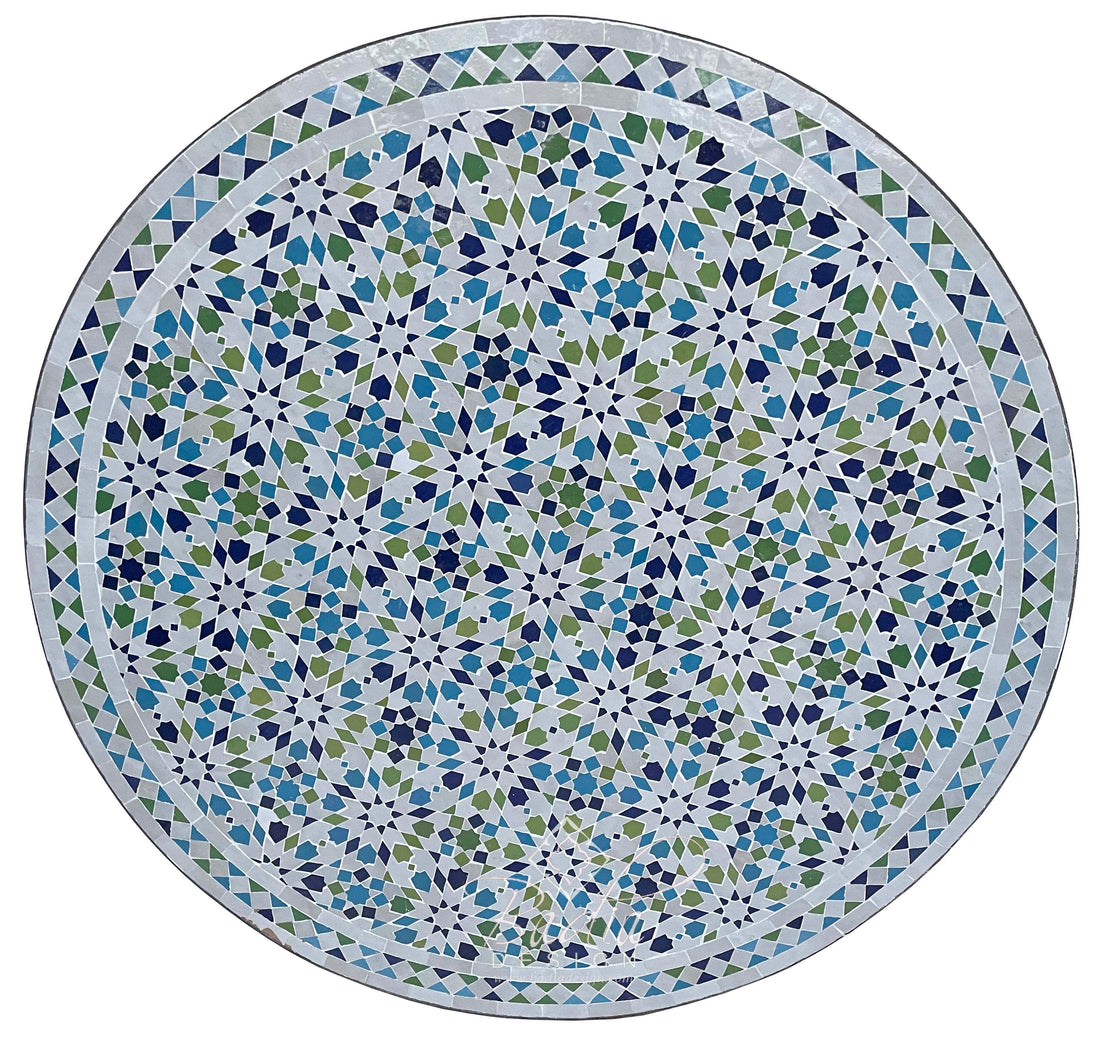 Round Vivid Multi-Color Moroccan Mosaic Tile Table Top