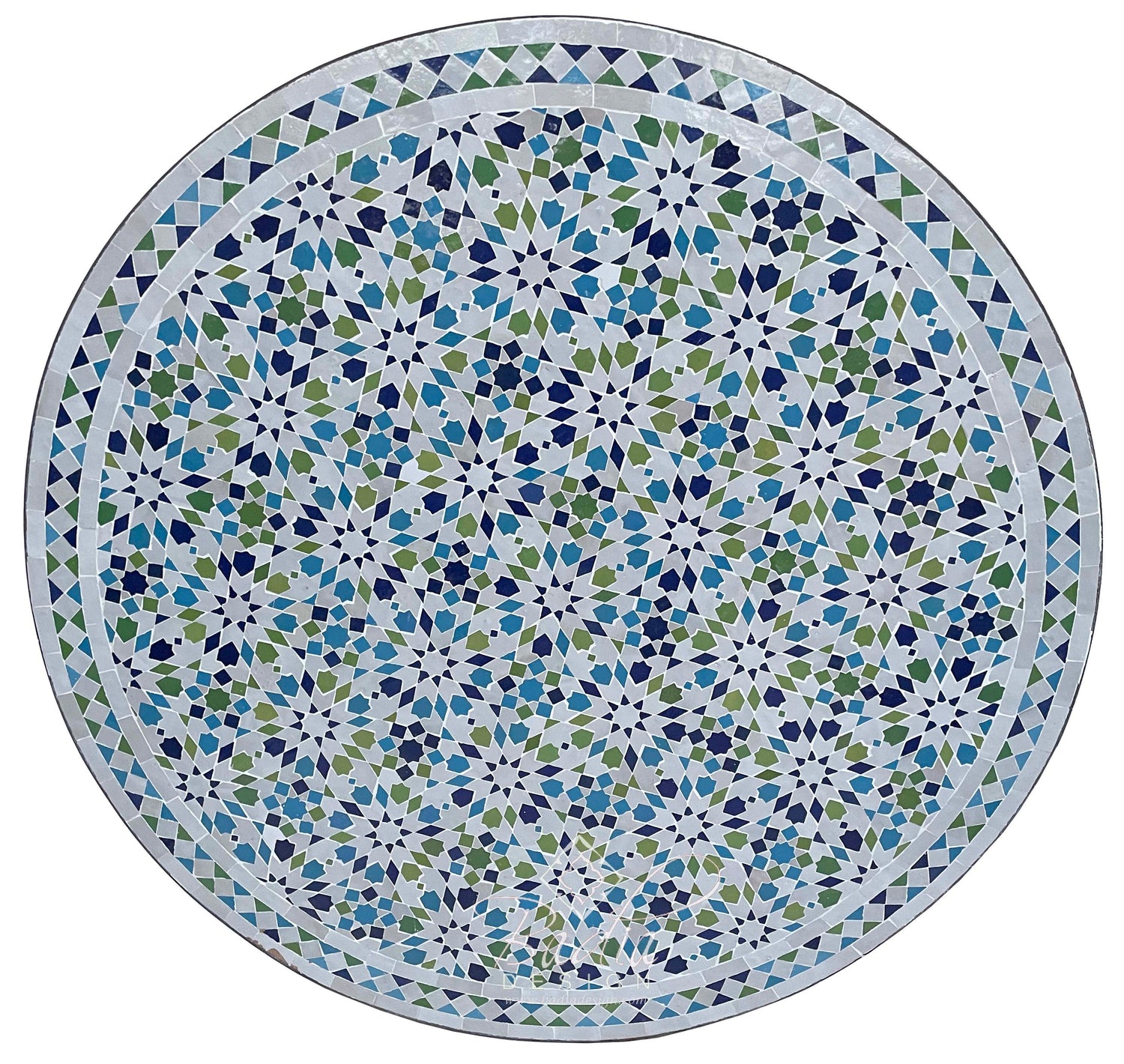 Round Vivid Multi-Color Moroccan Mosaic Tile Table Top