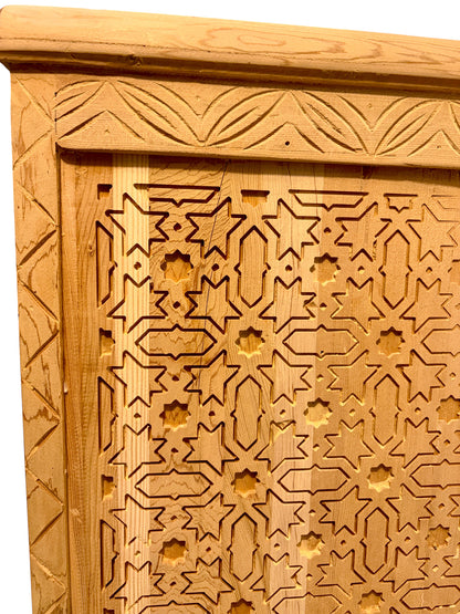 Large Unstained Carved Wood Cabinet