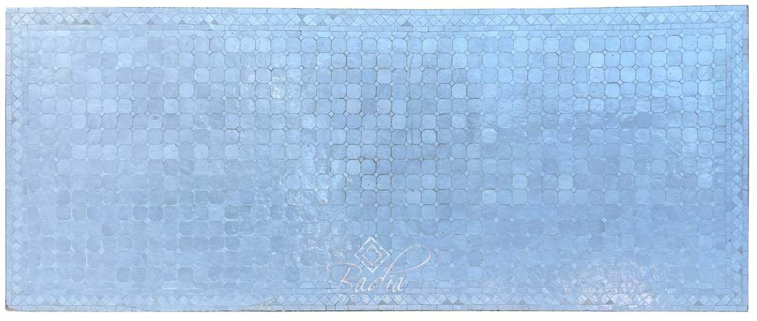 Moroccan Large White Rectangular Shaped Tile Table Top