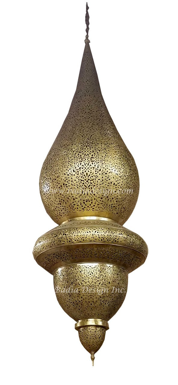 Large Hand Punched Brass Chandelier