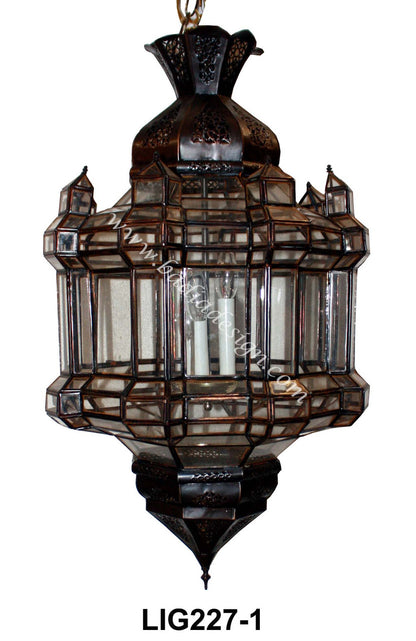 Hanging Lantern with Multi Color Glass