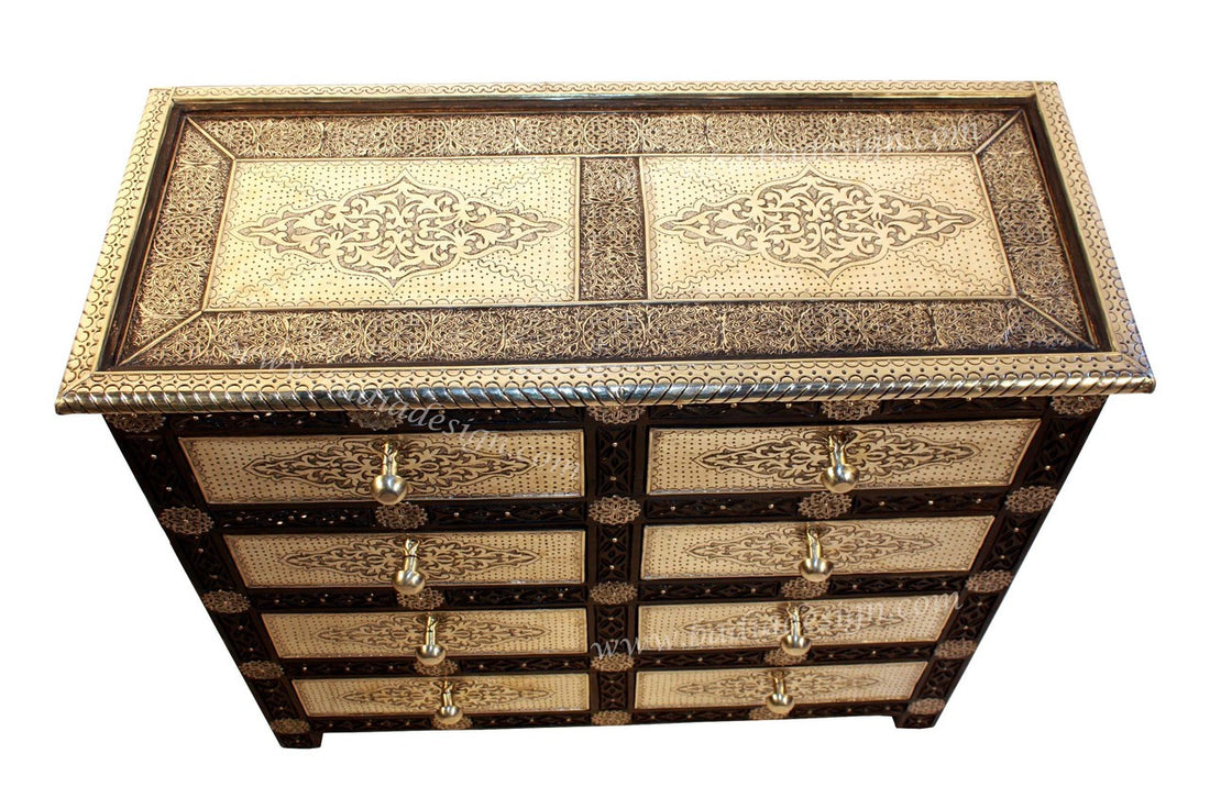 Embossed Nickel Moroccan Metal Cabinet