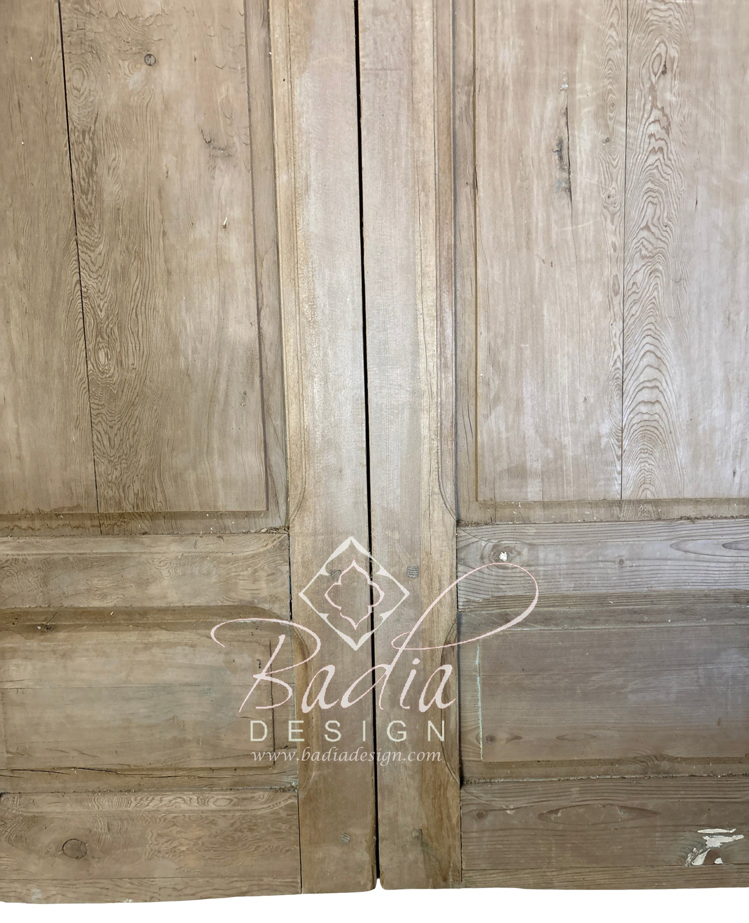 Light Stained Vintage Hand Carved Wooden Door