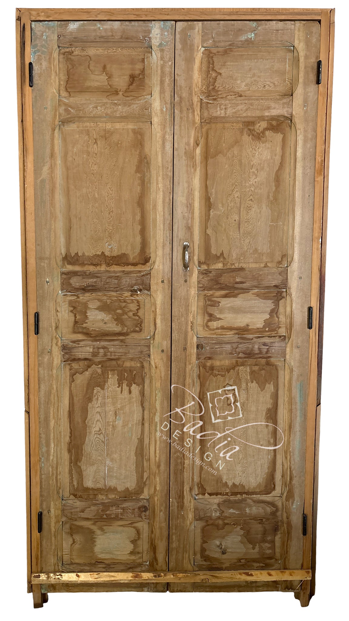Light Stained Vintage Hand Carved Wooden Door
