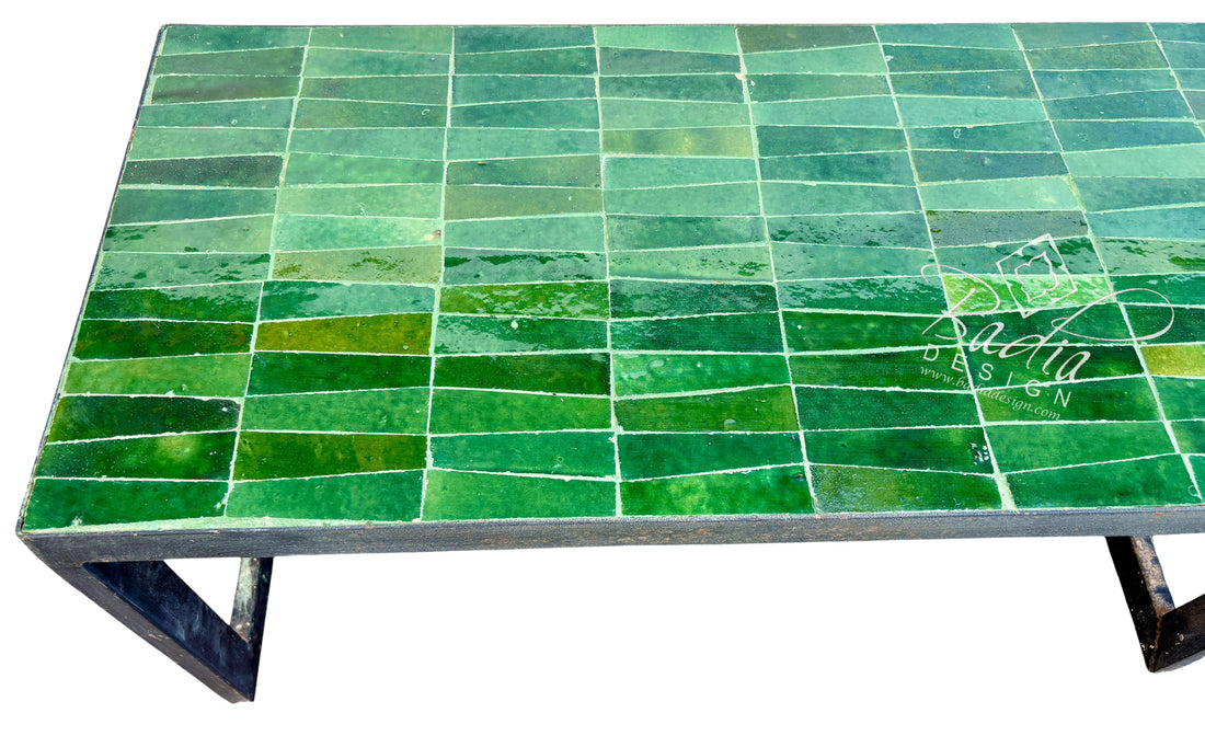 Long Green Moroccan Mosaic Tile Table