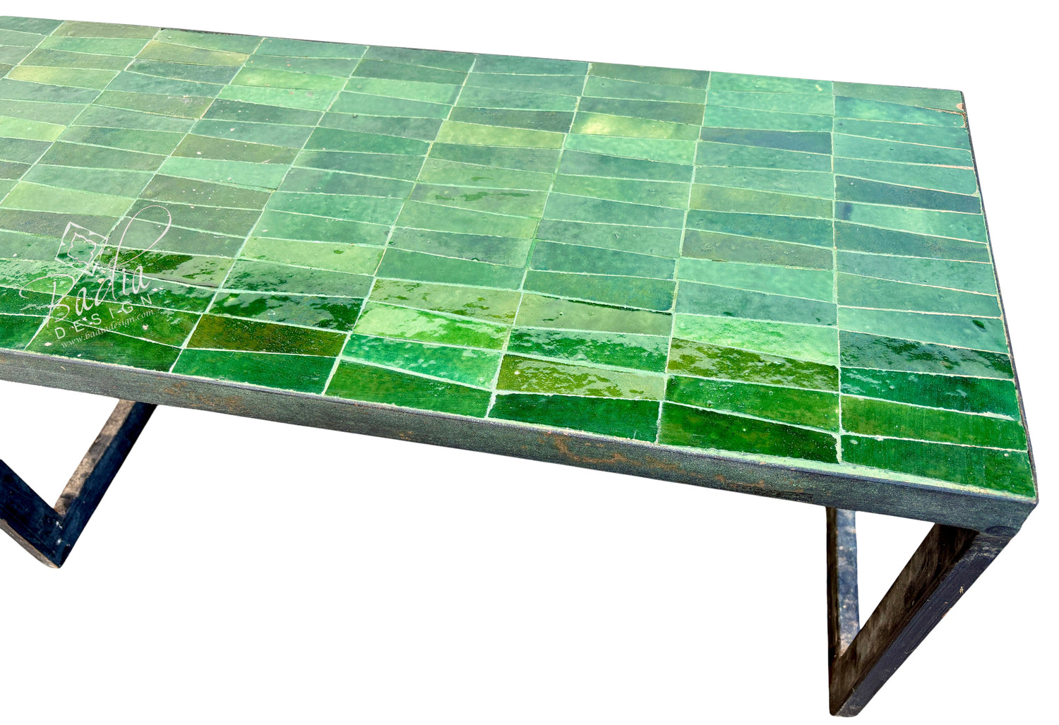 Long Green Moroccan Mosaic Tile Table