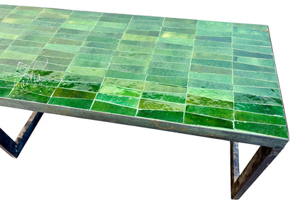 Long Green Moroccan Mosaic Tile Table