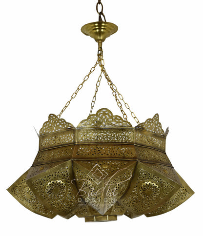 Intricately Designed Hand Punched Brass Chandelier