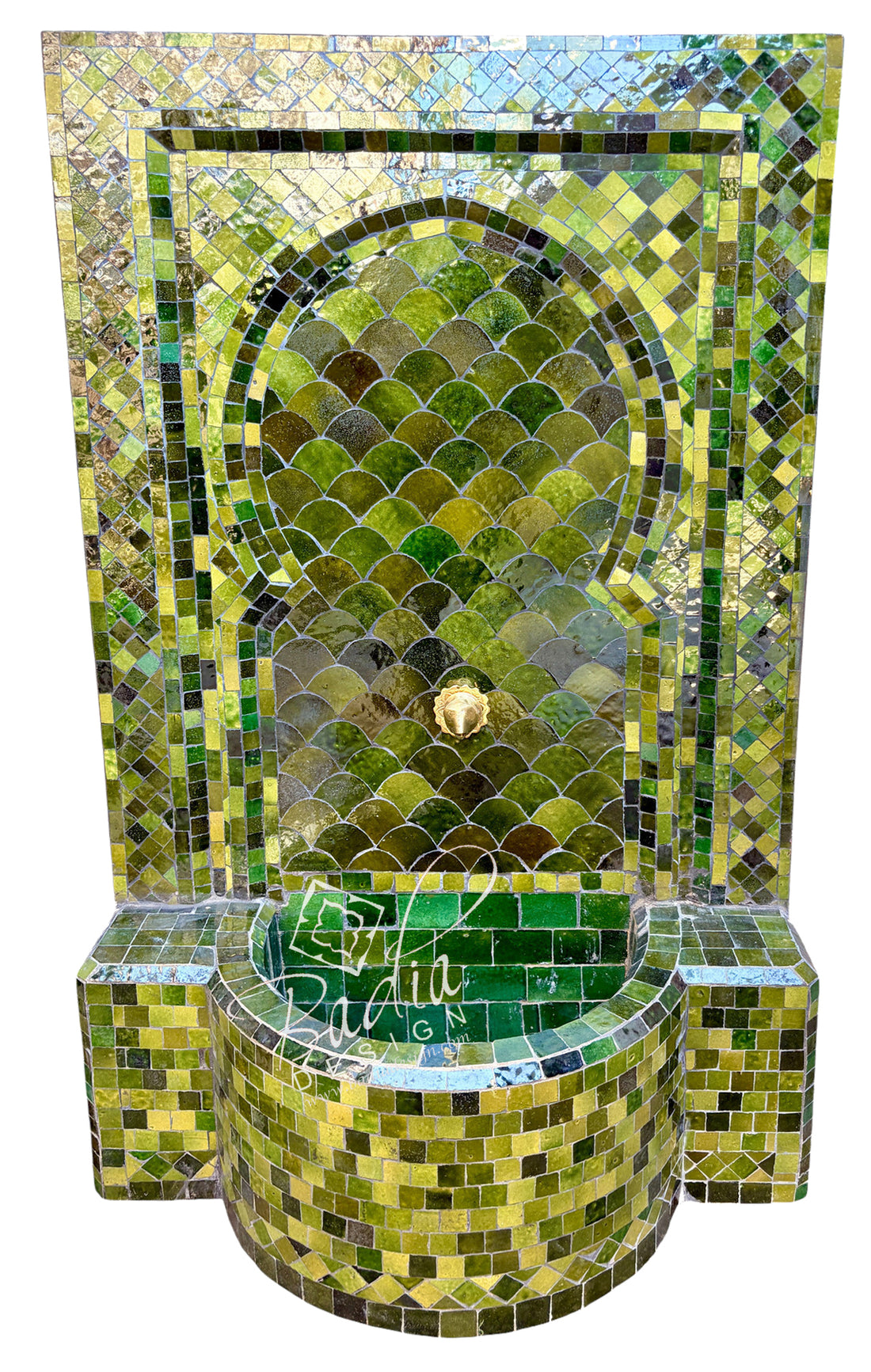 Medium Olive Green Moroccan Mosaic Tile Water Fountain