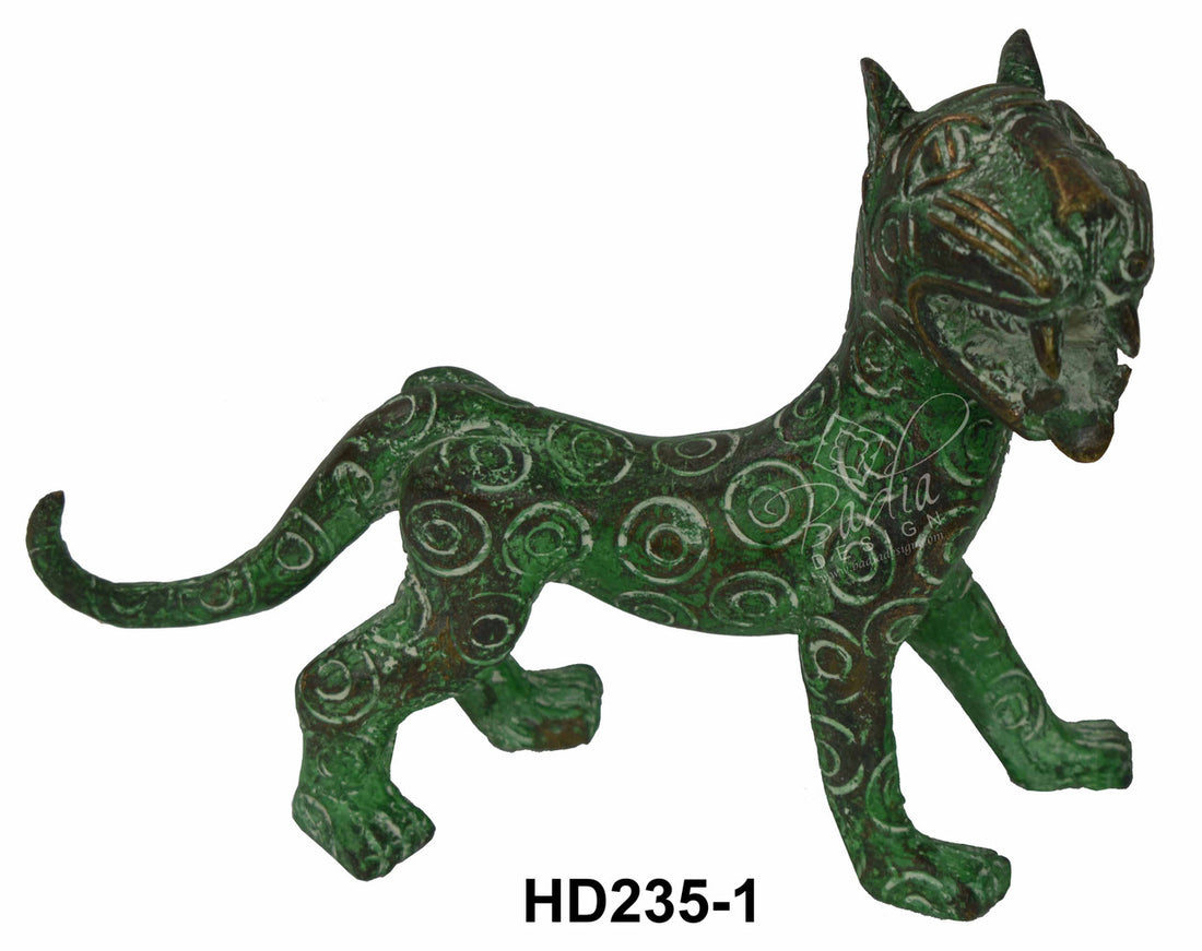 Solid Metal Sculpted African Saber-Toothed Tigers