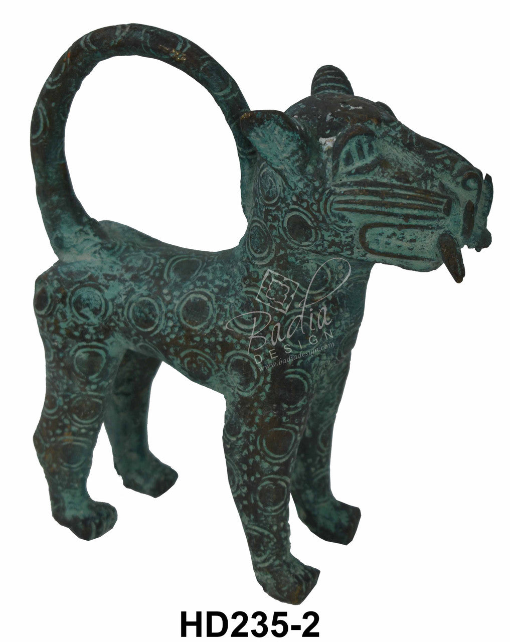 Solid Metal Sculpted African Saber-Toothed Tigers