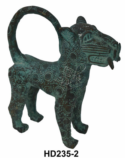 Solid Metal Sculpted African Saber-Toothed Tigers