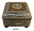 Decorative wooden box with intricate gold patterns on a white background