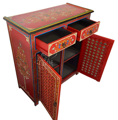 Moroccan Red Hand Painted Cabinet