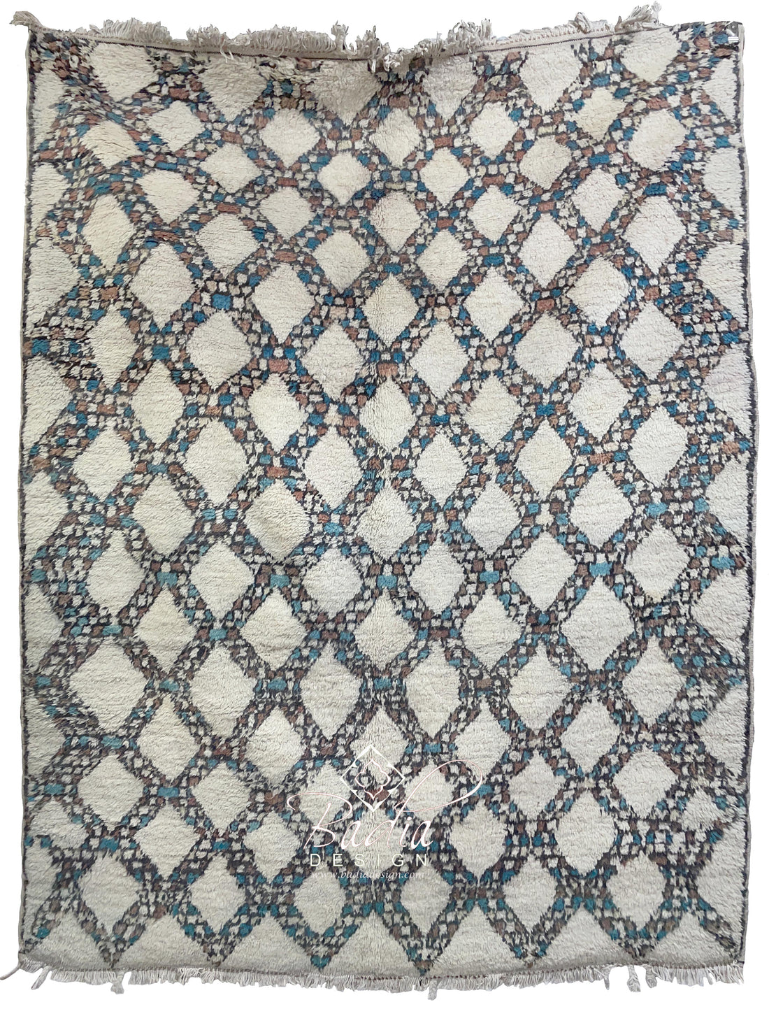 Small Multi-Color Moroccan Rug with Geometric Designs
