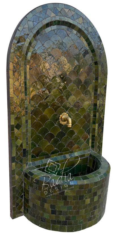 Arch Top Green Zellige Tile Fountain