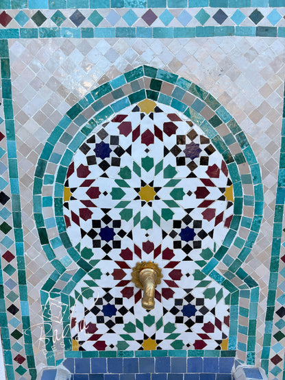Beige and Multi-Color Zellige Tile Fountain