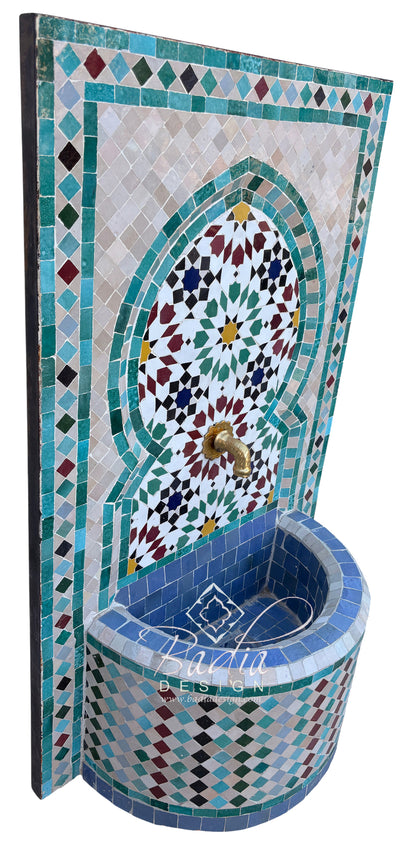Beige and Multi-Color Zellige Tile Fountain