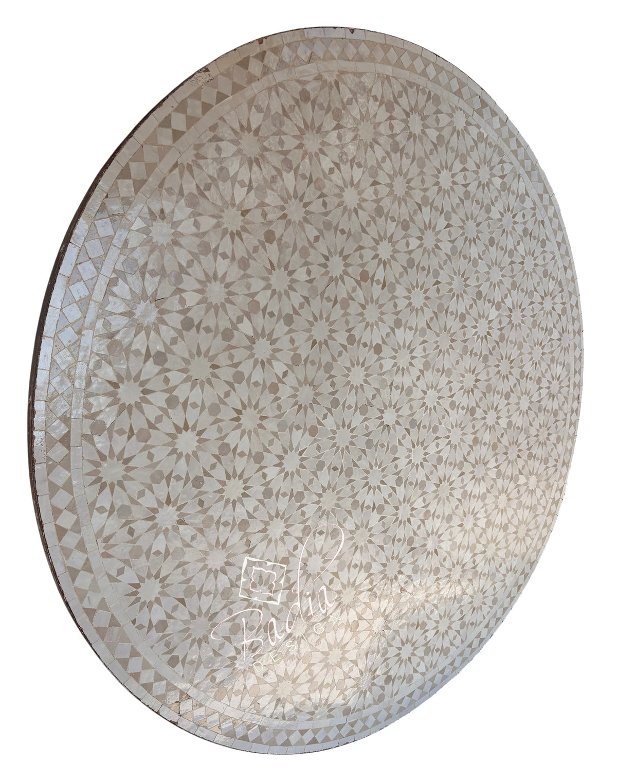 Moroccan Beige Mosaic Table Top with Geometric Designs