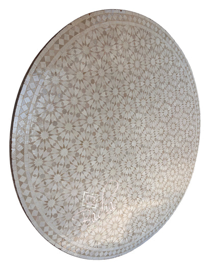 Moroccan Beige Mosaic Table Top with Geometric Designs