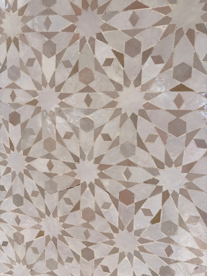 Beige Mosaic Table Top with Geometric Designs