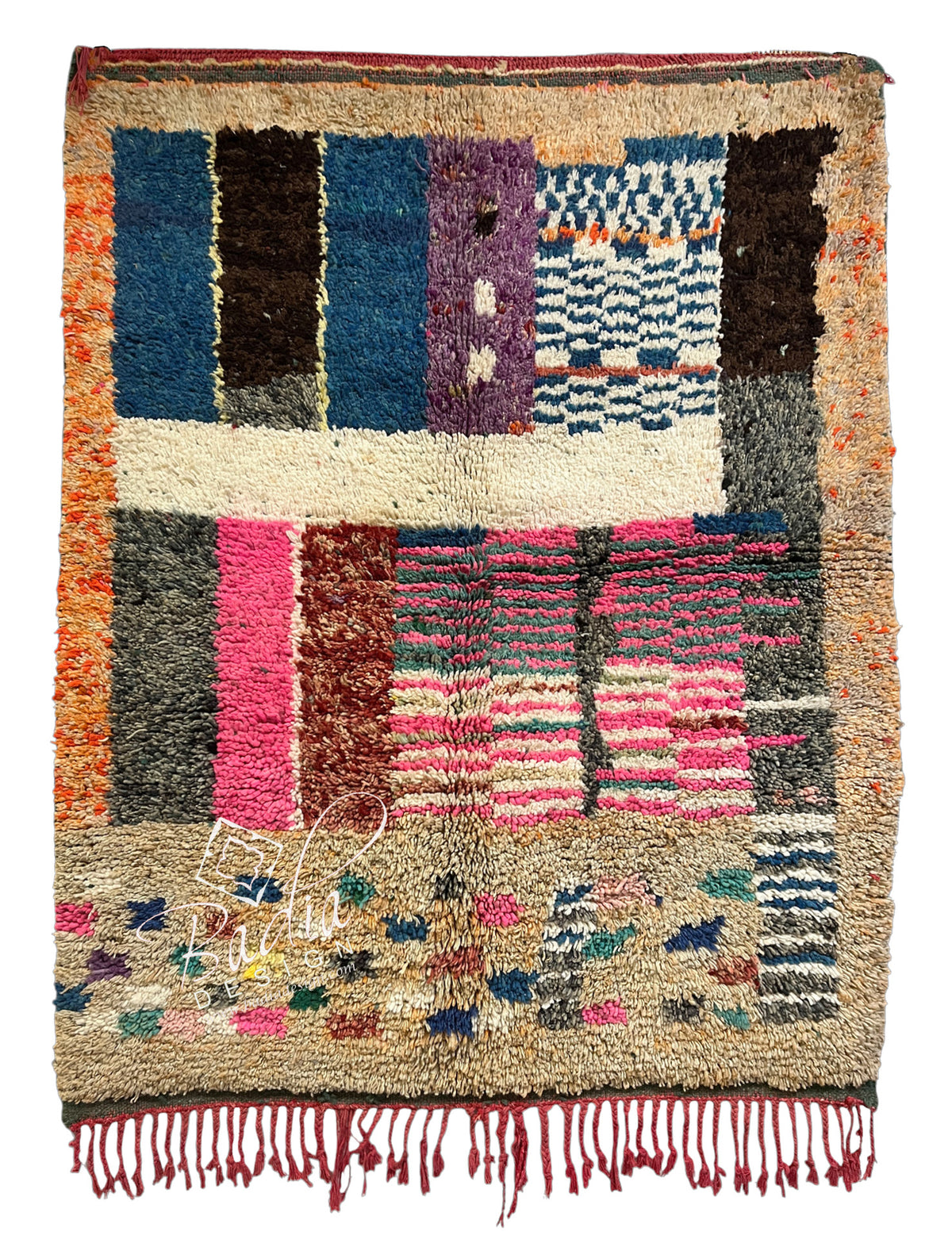 Moroccan Beige Multi-Color Patchwork Handwoven Rug