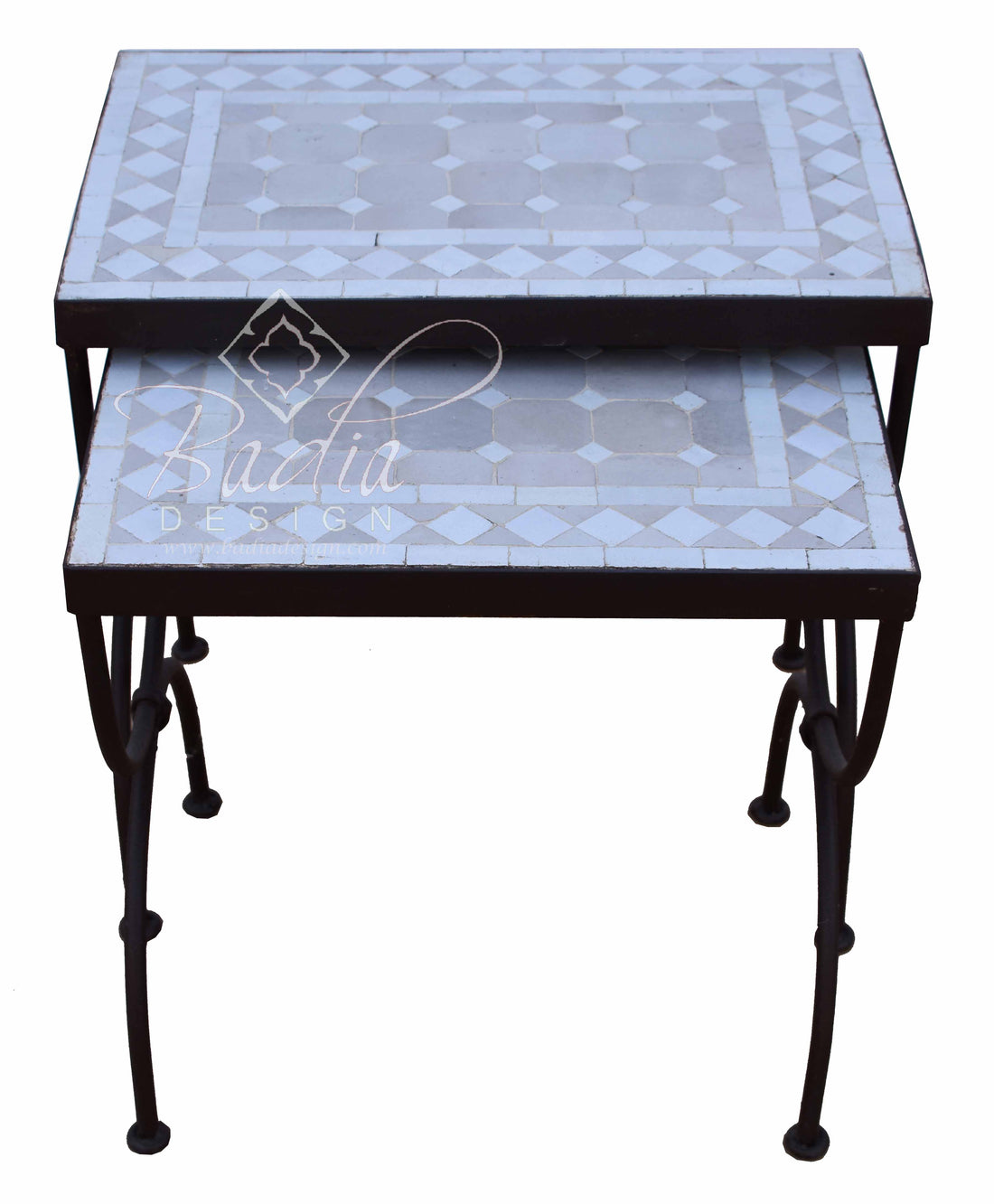 Beige and White Nesting Tile Tables