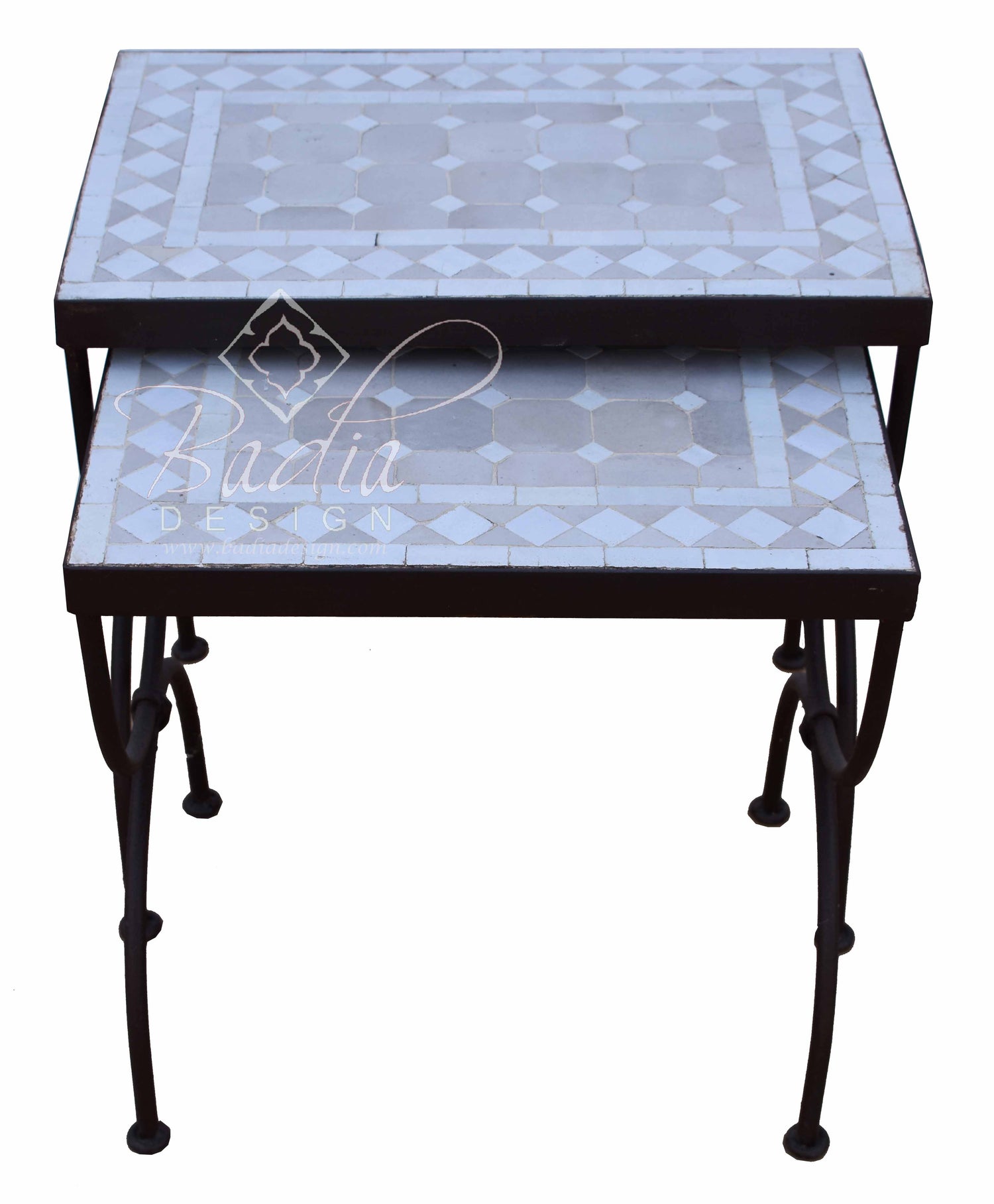 Beige and White Nesting Tile Tables