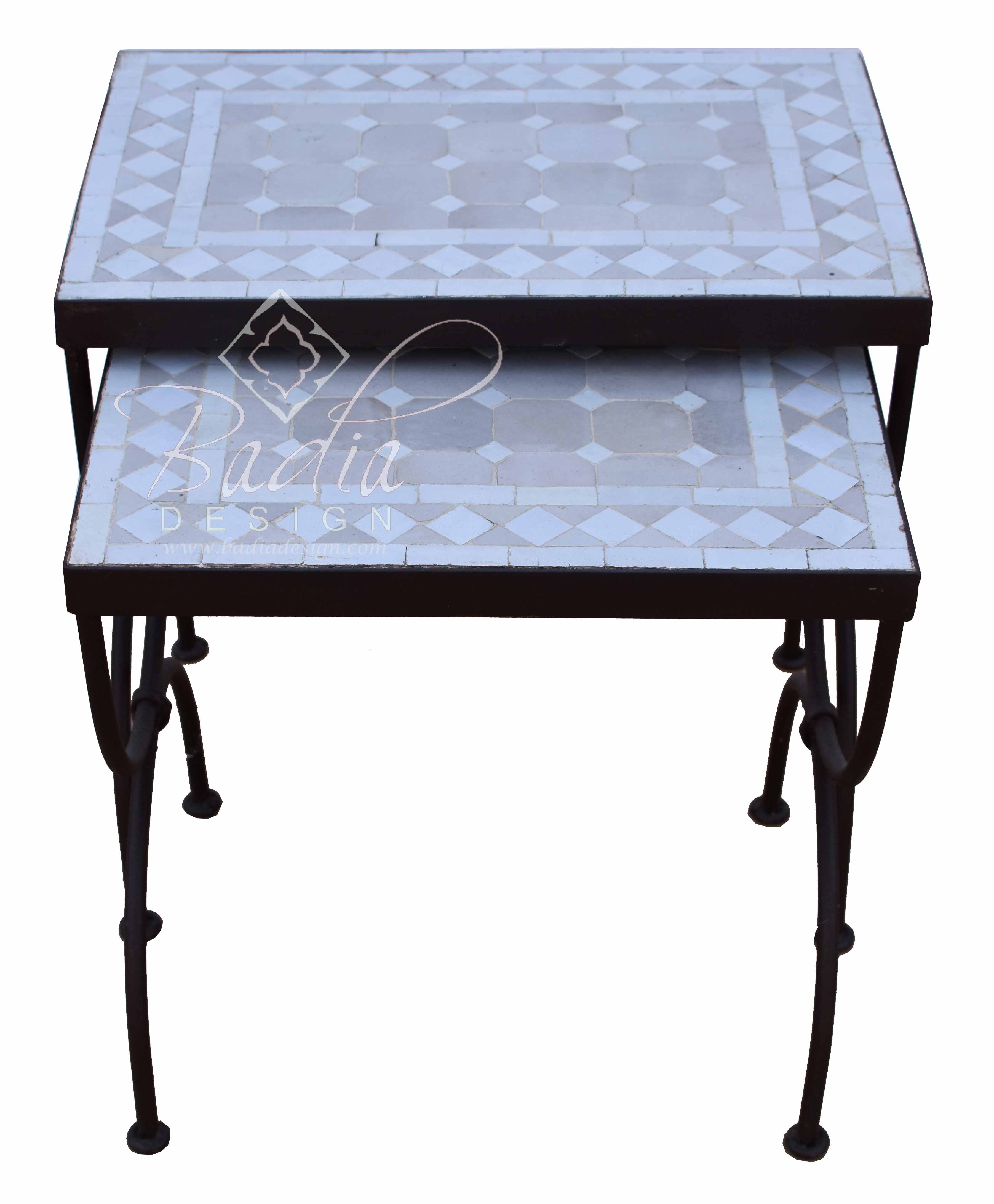 Beige and White Nesting Tile Tables