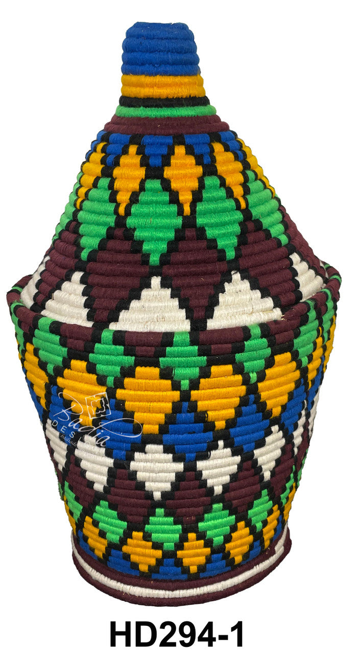 Authentic Colorful Moroccan Handwoven Berber Basket