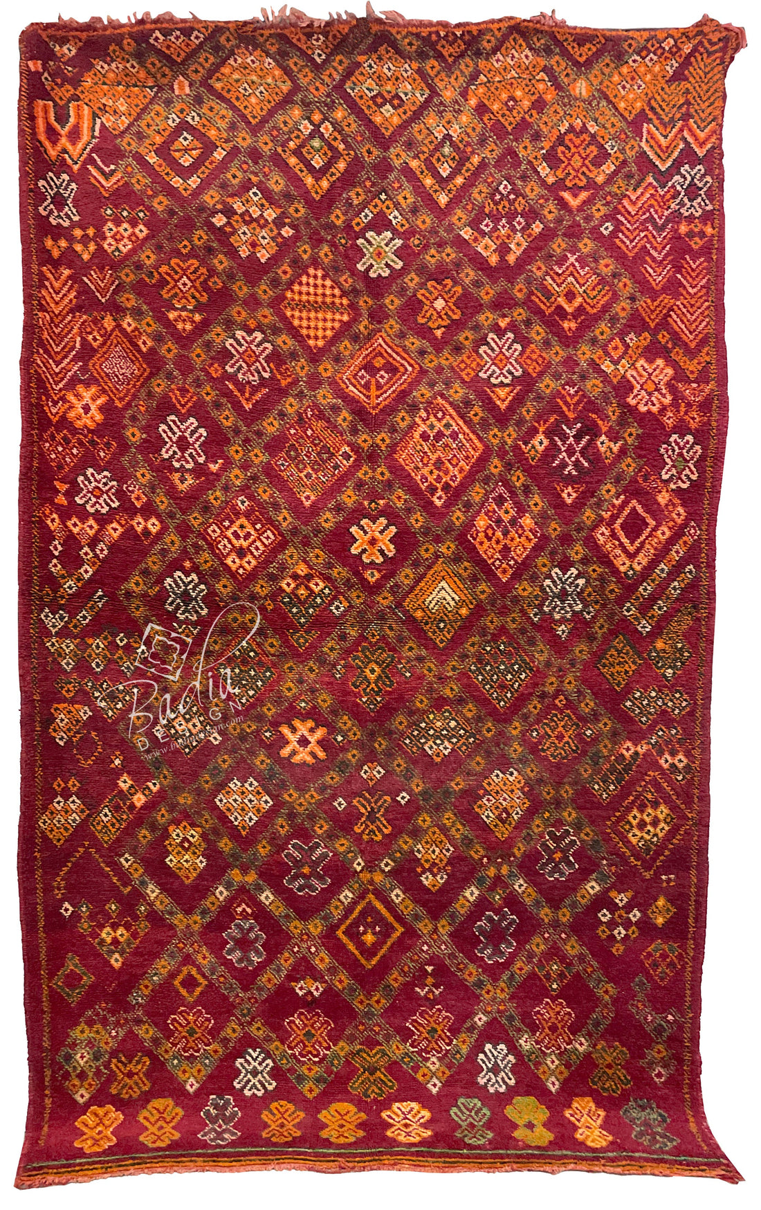 Deep Red Multi-Color Moroccan Berber Rug