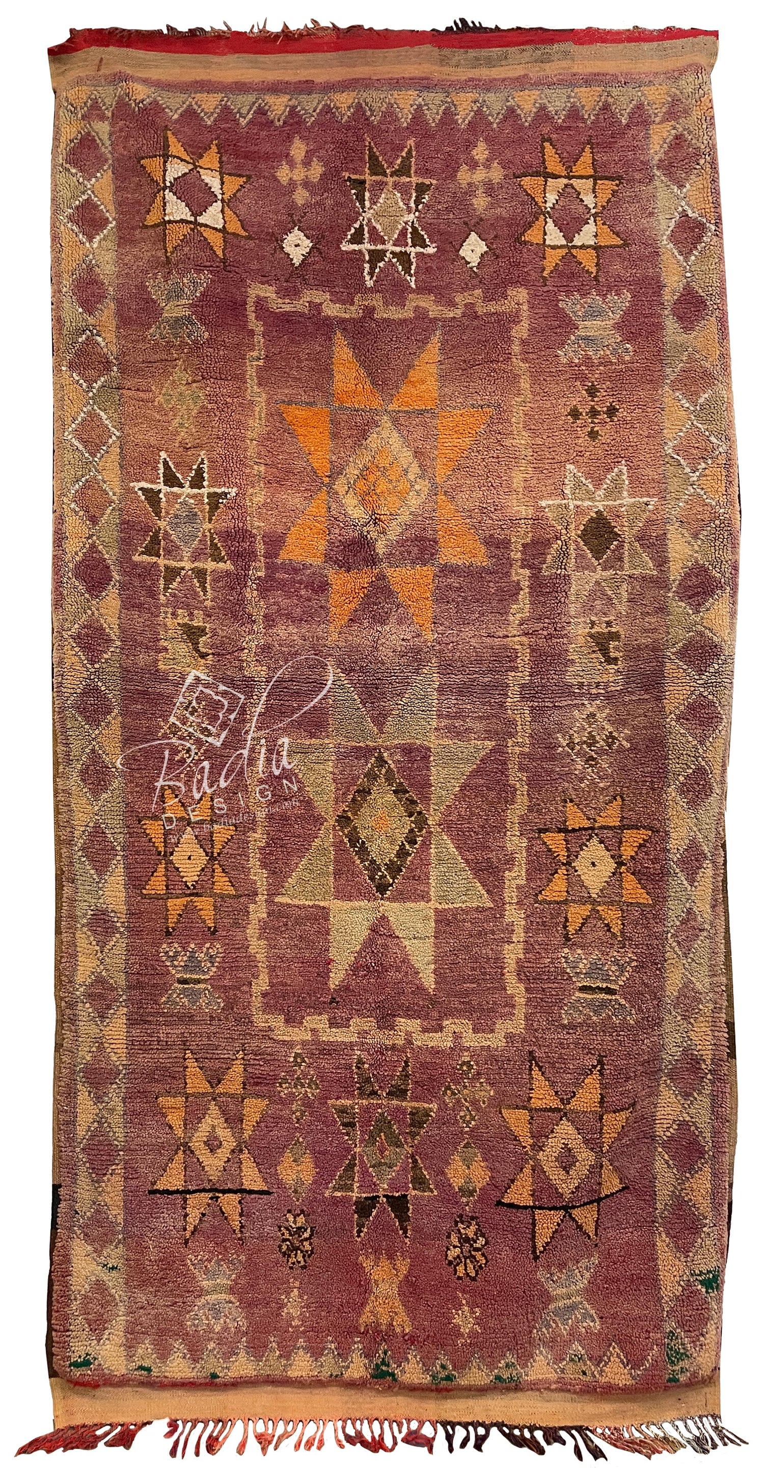 Vintage Red Multi-Color Moroccan Berber Rug