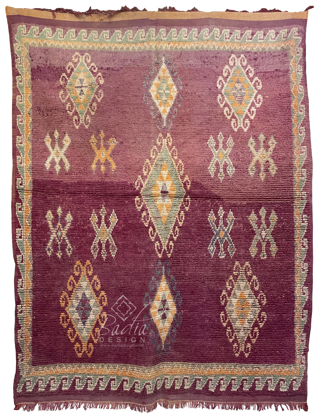 Burgundy Multi-Color Moroccan Berber Rug