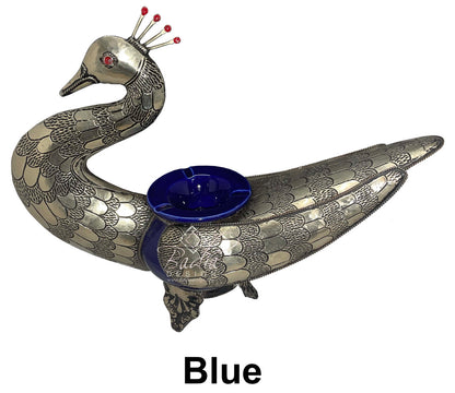 Bird Ceramic Metal Inlay Ashtray