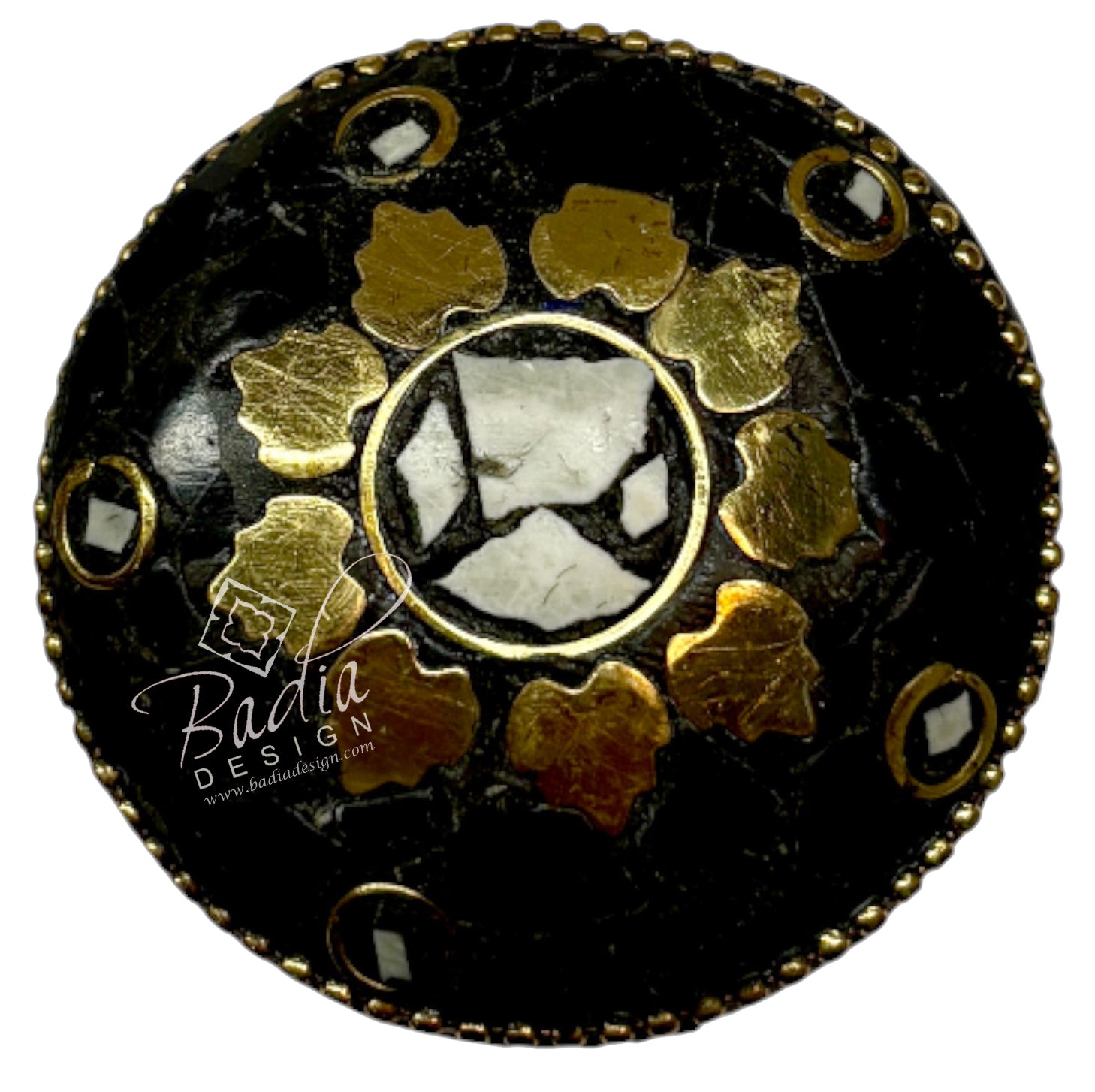 Black and Gold Metal and Resin Decorative Container
