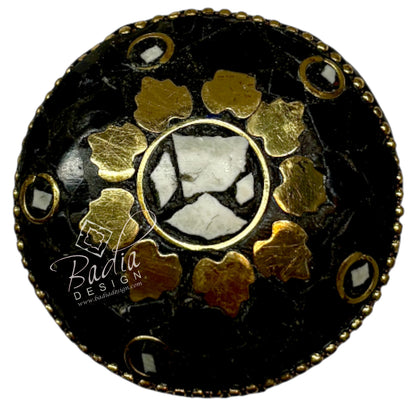Black and Gold Metal and Resin Decorative Container