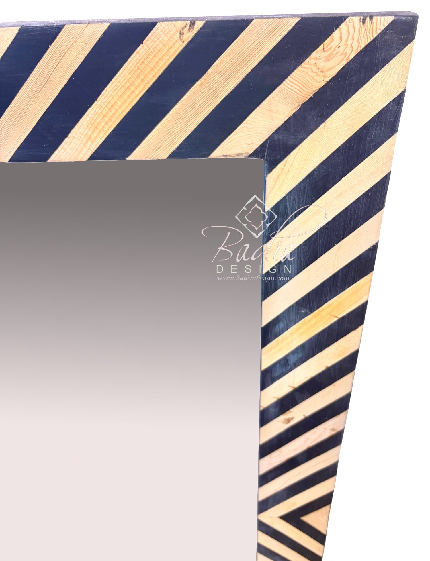 Black and Beige Resin and Wood Mirror