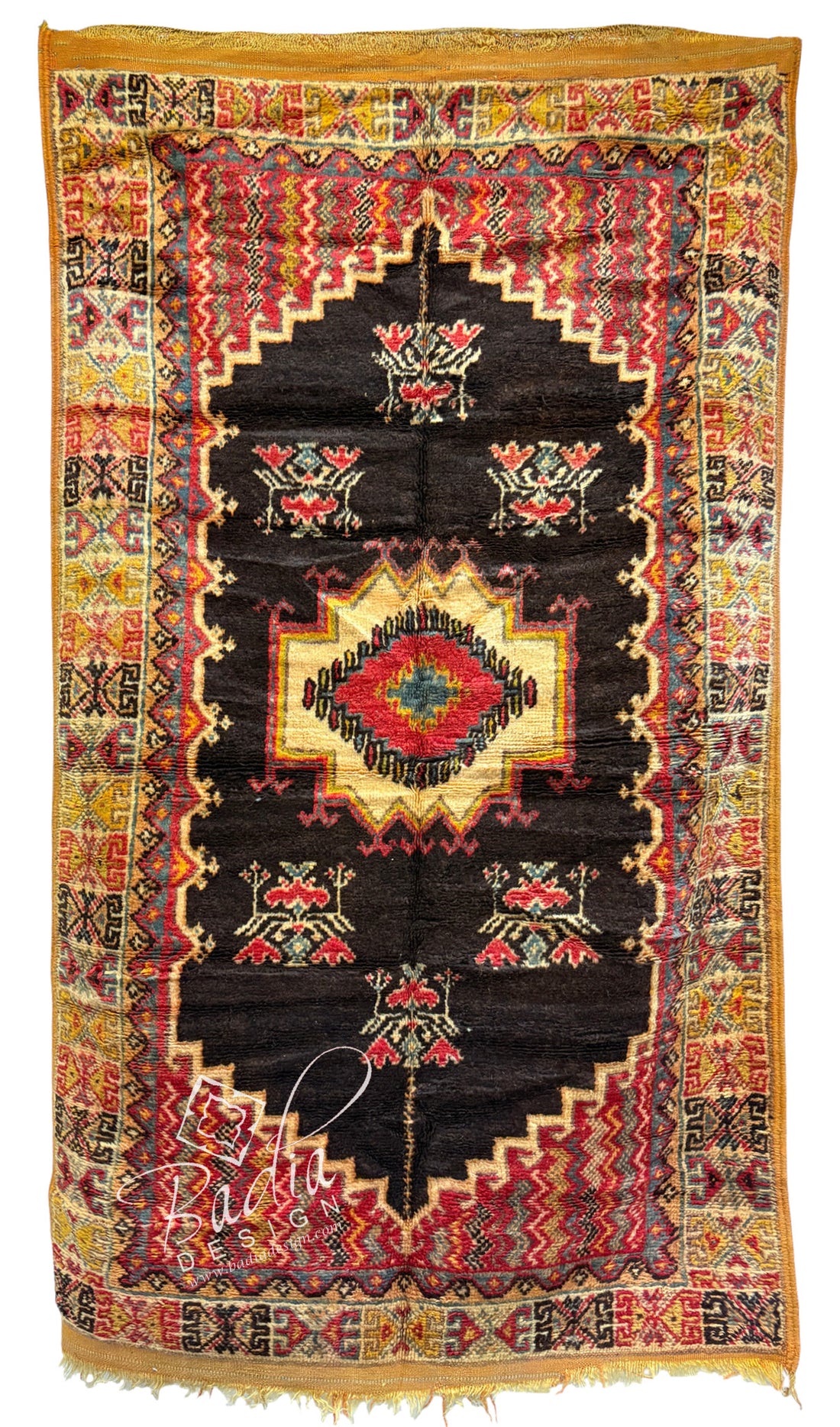 Moroccan Black Multi-Color Tribal Handwoven Rug