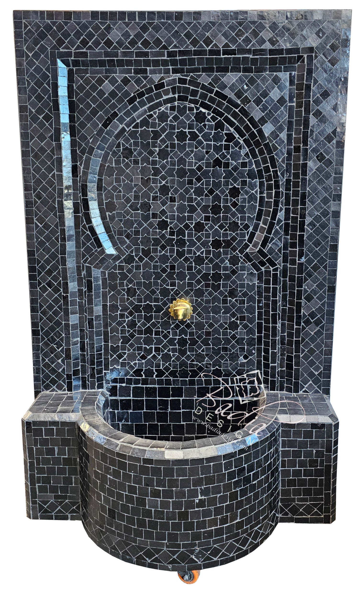 Moroccan Solid Black Mosaic Tile Water Fountain
