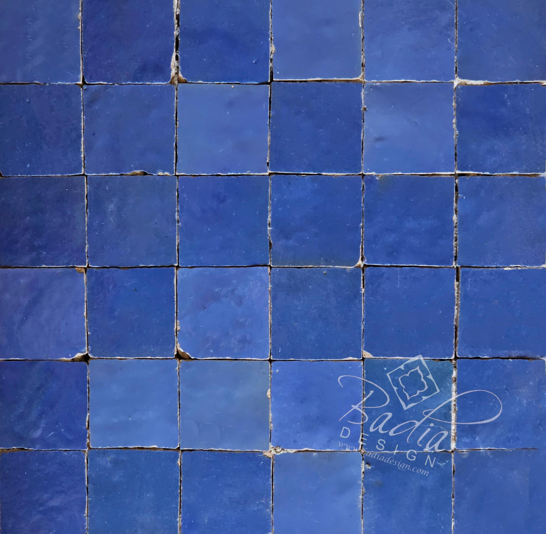 Blue Glazed Zellige Mosaic Tile - TM115