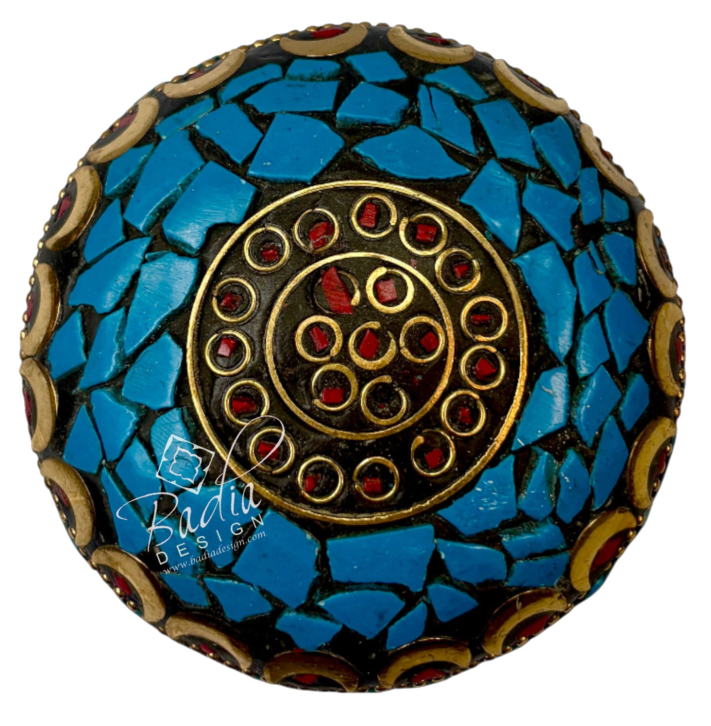 Blue Resin Container with Gold Metal Detail