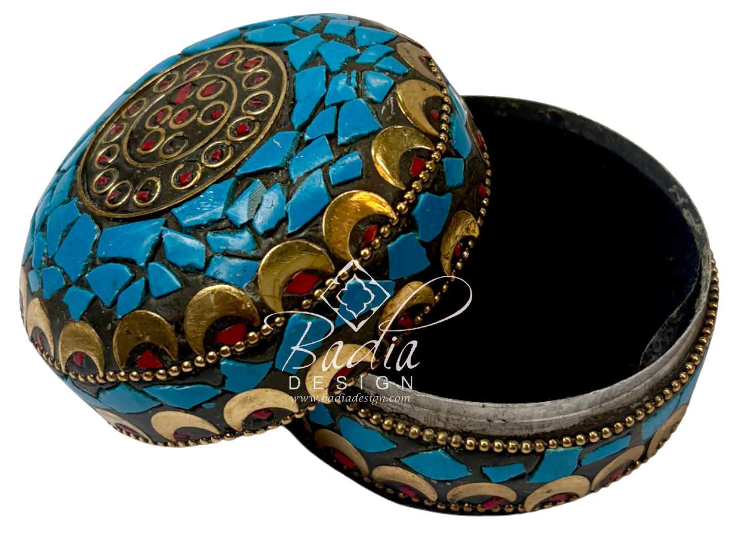 Blue Resin Container with Gold Metal Detail