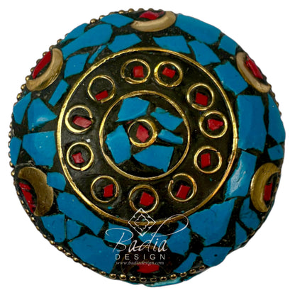 Blue Resin Container with Gold Metal Detail