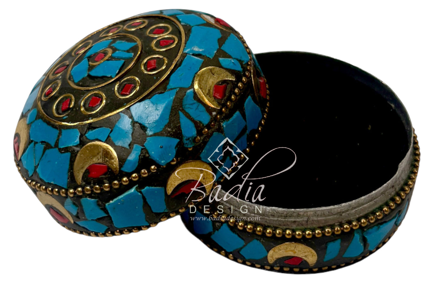 Blue Resin Container with Gold Metal Detail