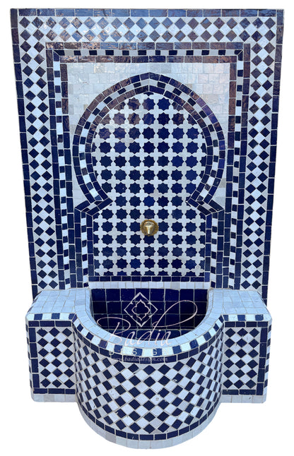 Moroccan Blue and White Zellige Tile Water Fountain