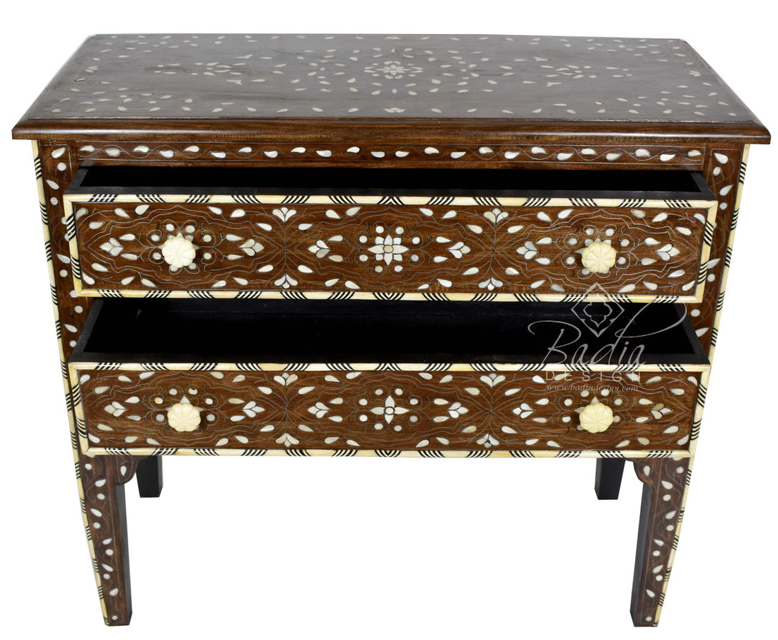 Bone Inlay Dresser with Two Drawers