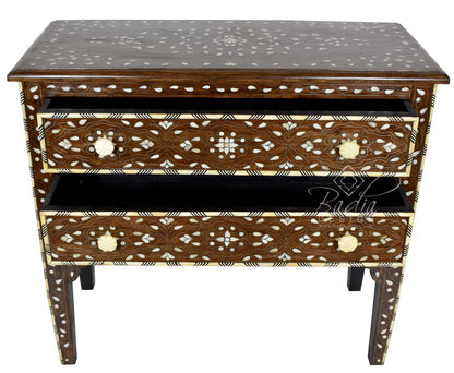 Bone Inlay Dresser with Two Drawers