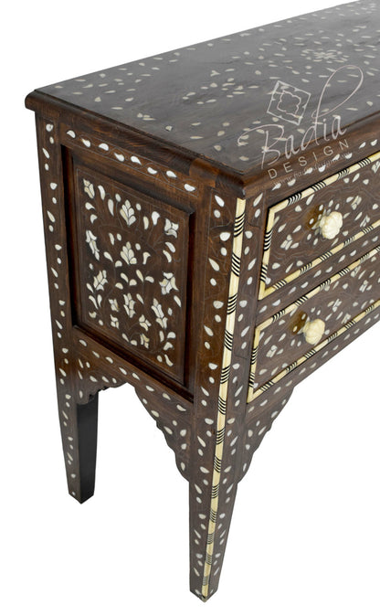 Bone Inlay Dresser with Two Drawers